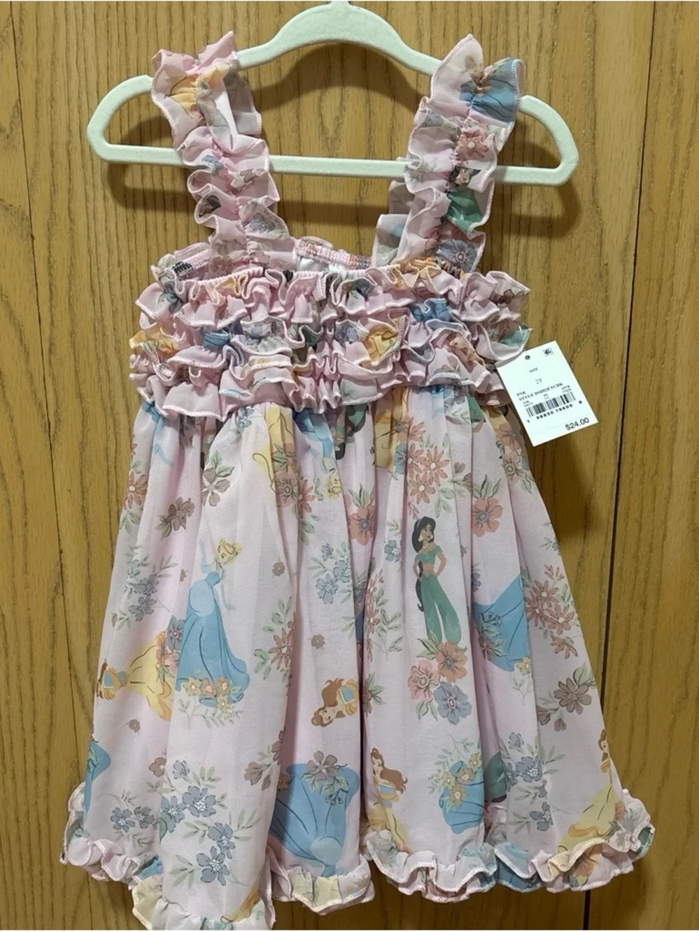 Disney Pink Floral Princess Print Ruffle Sundress